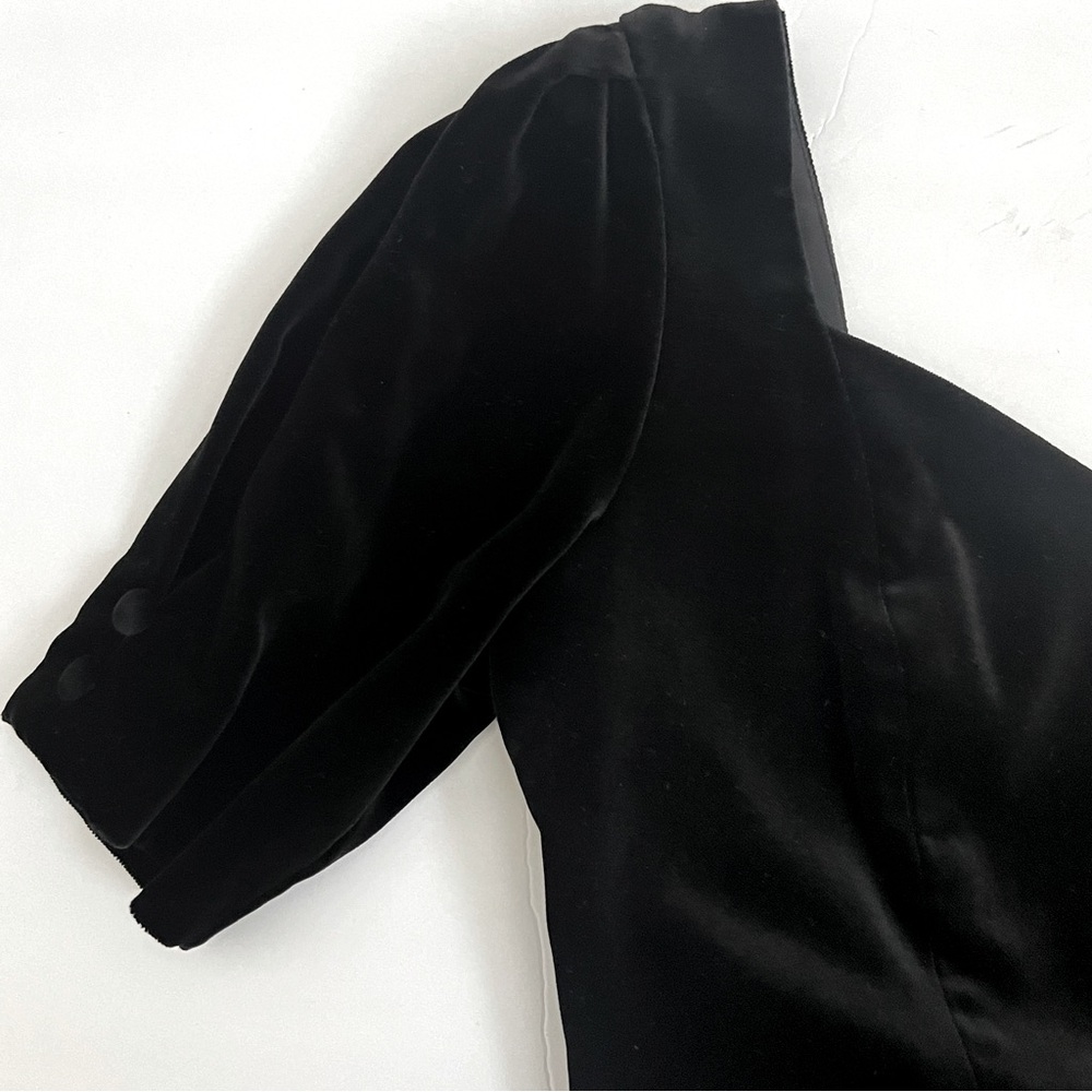 LAURA ASHLEY Vintage Black Velvet Dress Sweetheart Neckline Size 8 *Runs Small - Picture 7 of 16